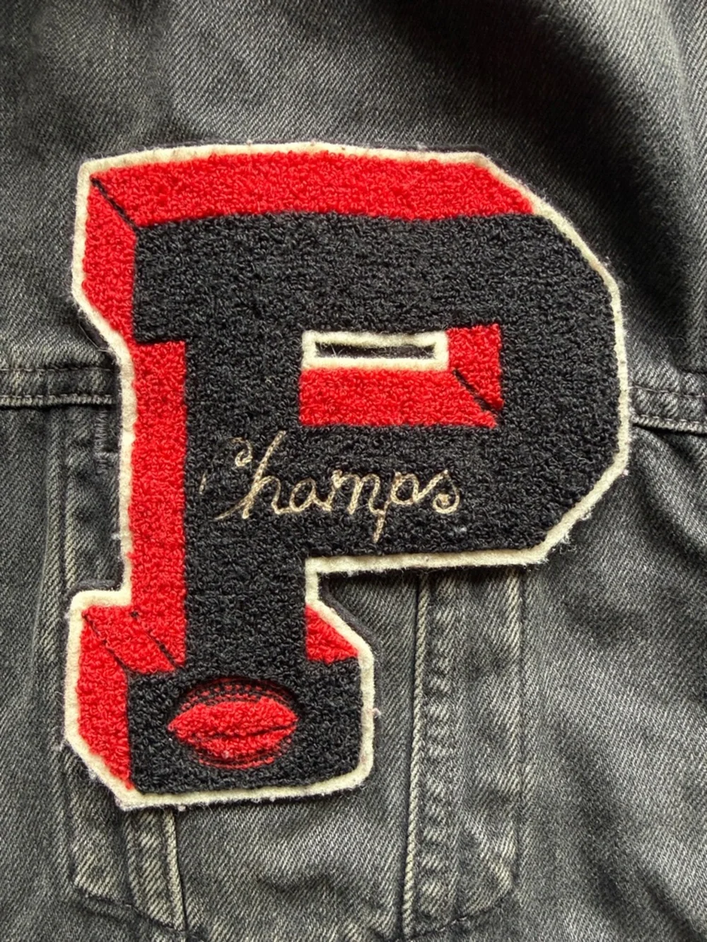Polo Ralph Lauren RL Varsity Football Bulldog Denim Jacket L - Picture 10 of 16